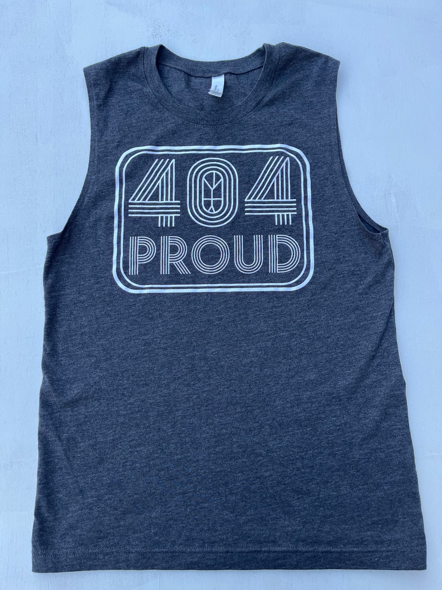 404 Proud Logo Charcoal Grey Muscle Tank