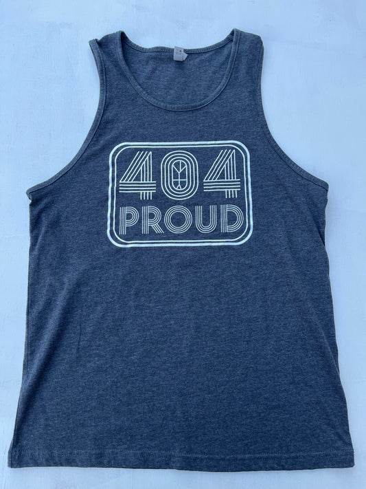 404 Proud Logo Charcoal Grey Muscle Tank